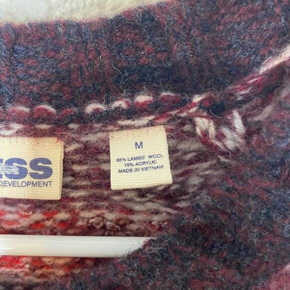 Vintage Express Mens Lambs Wool Blend V Neck Chunky Knit Sweater Size Medium - Picture 6 of 6